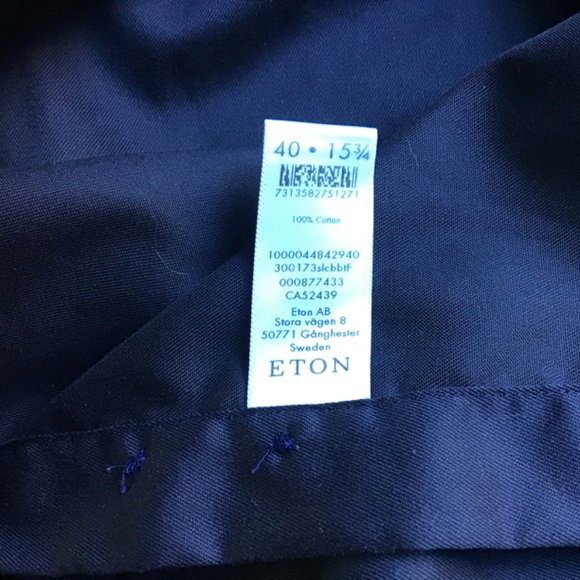 ETON Slim solid black dress cotton shirt Sz 15 3/4 ~40 made in Romania  🇷🇴 - Picture 11 of 11